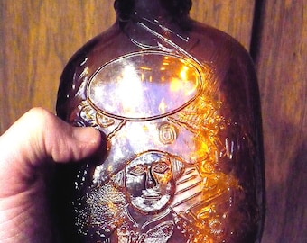 Amber Glass George Washington Pint Bottle by Owens-Illinois Glass Co.