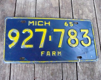 Michigan Farm License Plate 1965