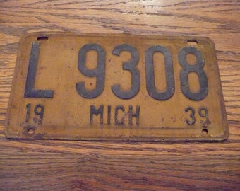 1939 Michigan License Plate