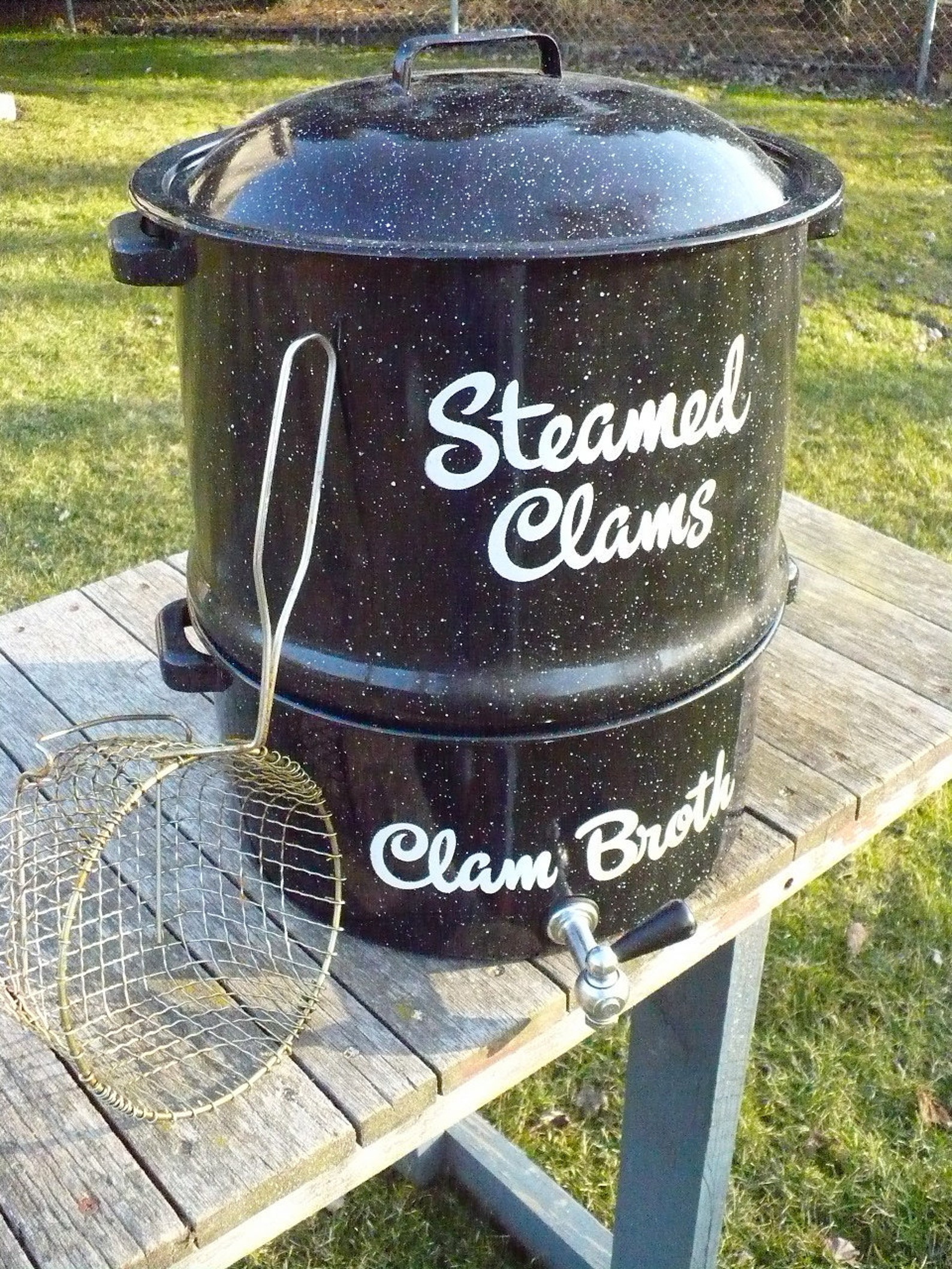 Enamel Steamed Clams Pot with handles Etsy