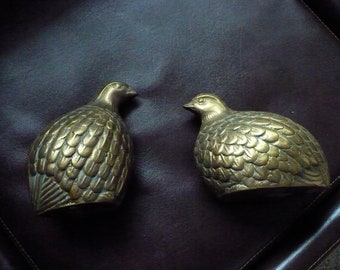 Solid Brass Partridge or Quail Pair - Made in Korea