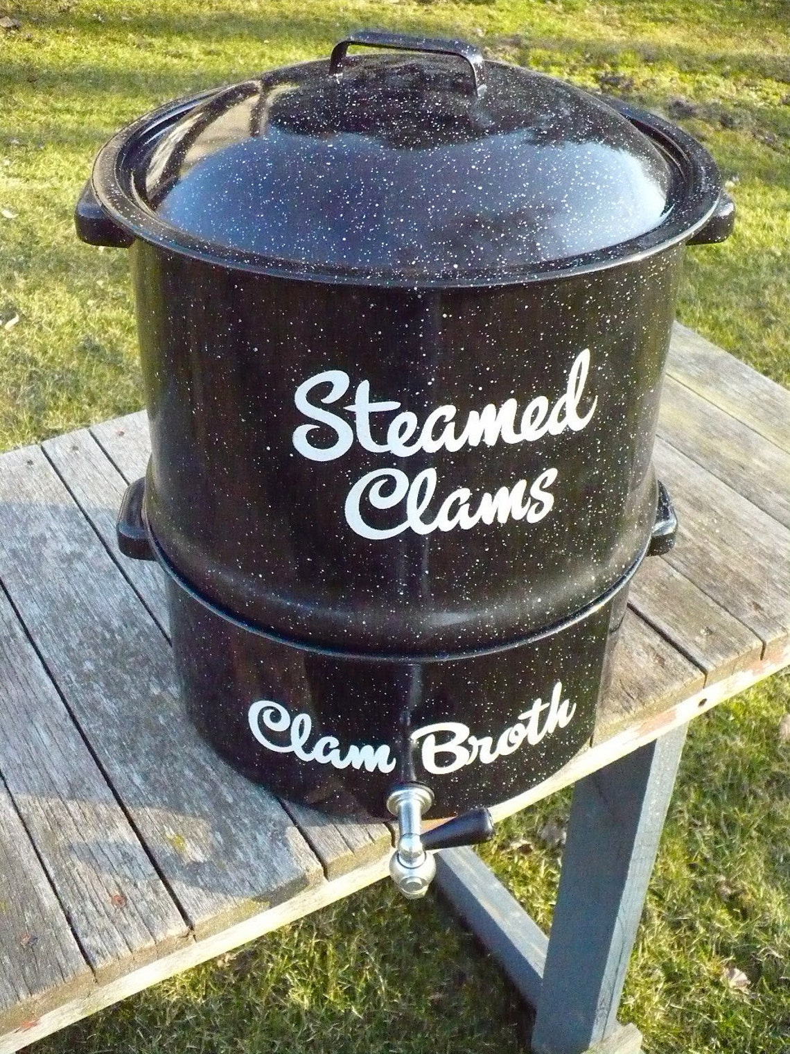 Enamel Steamed Clams Pot with handles Etsy