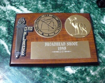 3rd Place Broadhead Shoot 1989 - Archery Trophy Plaque