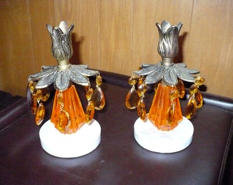 Pair of Marble Based Candlestick Holders