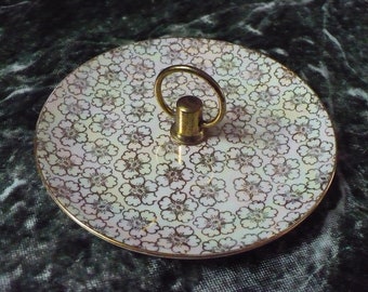 Pearl China Co. - Small 7.25" diameter Server with 22 kt. Gold Trim and Iridescent Top Finish