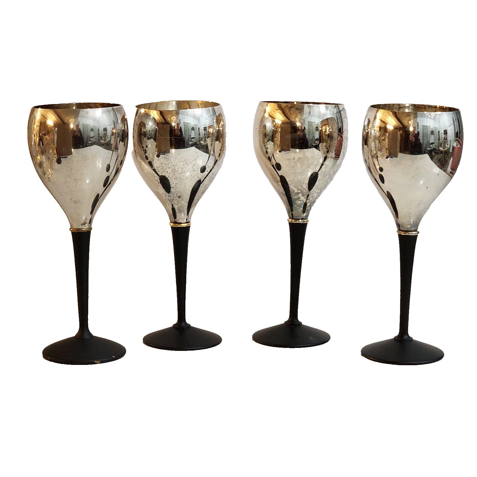 人気アイテムランキング 4 of Set Kirk Goblets Wine Gold Black Silverplate Stieff 工芸品