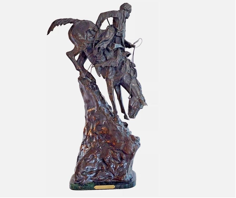 Frederic Remington Mountain Man Bronze on Marble - Large 28