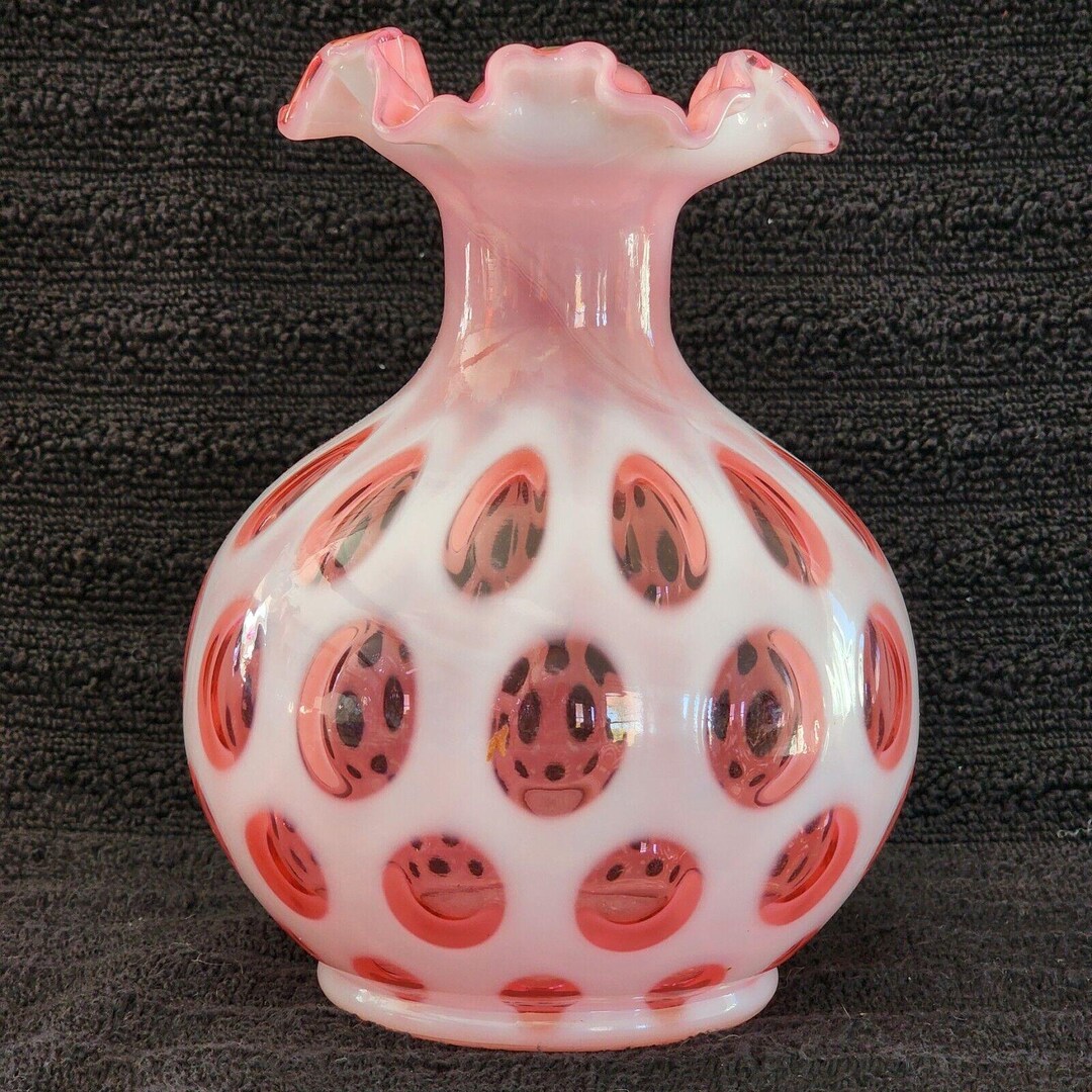 フェントン アート グラス クランベリー オパール フリル エッジ