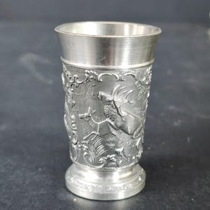 MSJ Tin Art 95% Pewter Shot Glass - Woodland Animal Scene - Etsy