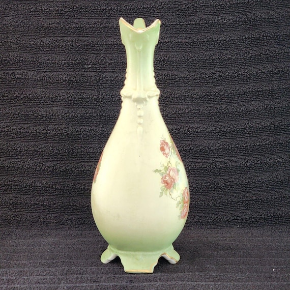 アンティーク　花瓶 アンティーク ビクトリア朝の花瓶 壷 水差し - バラの入った翡翠