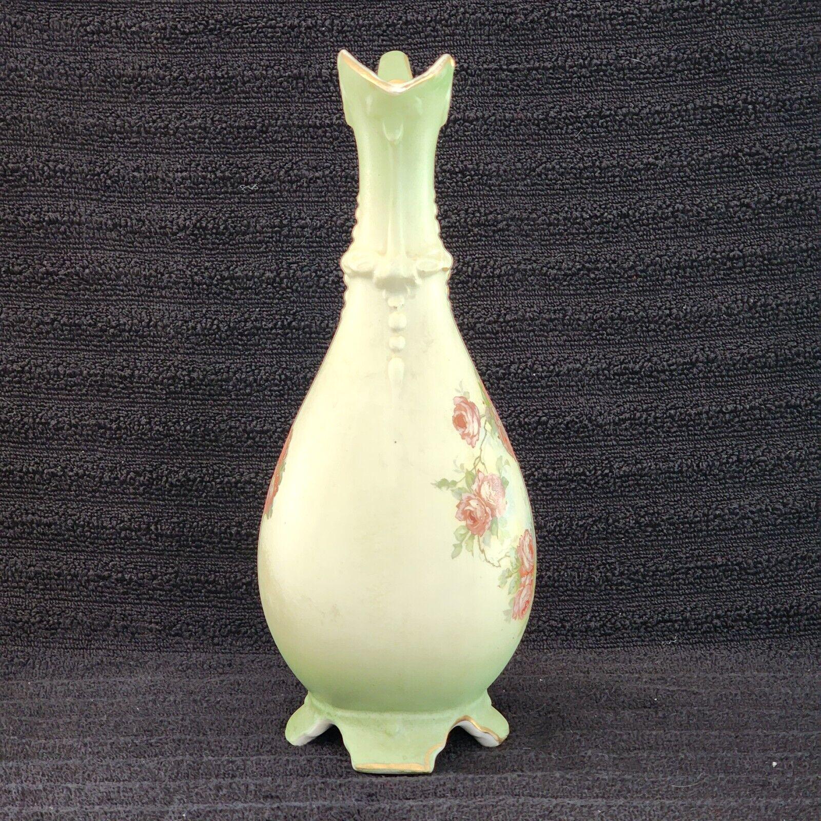 アンティーク ビクトリア朝の花瓶 壷 水差し - バラの入った翡翠