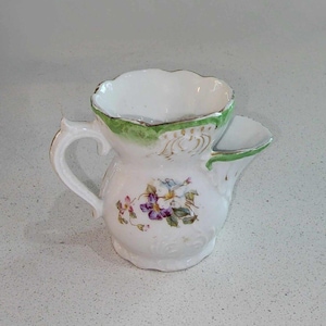 Antique Shaving or Scuttle Mug - Flowers with Gold Accents