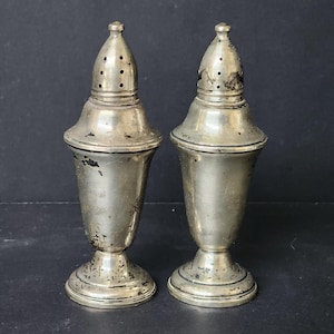 Saliera e pepiera vintage in argento sterling con peso