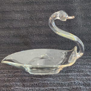 Vintage Art Glass Swan Candy Dish - MCM
