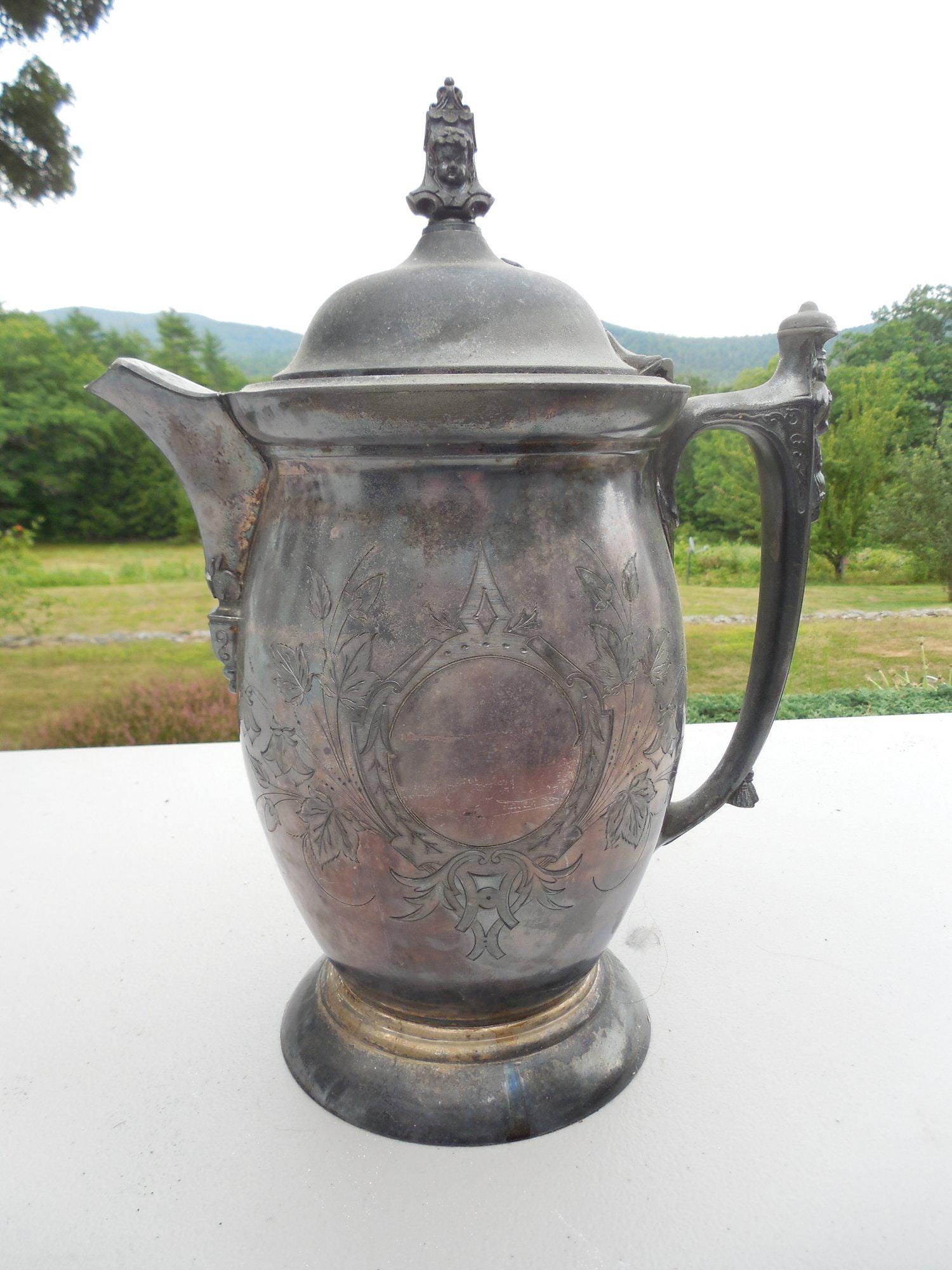 Antique 1854 JAS Stimpson Triple Plated Silver Plate Pitcher