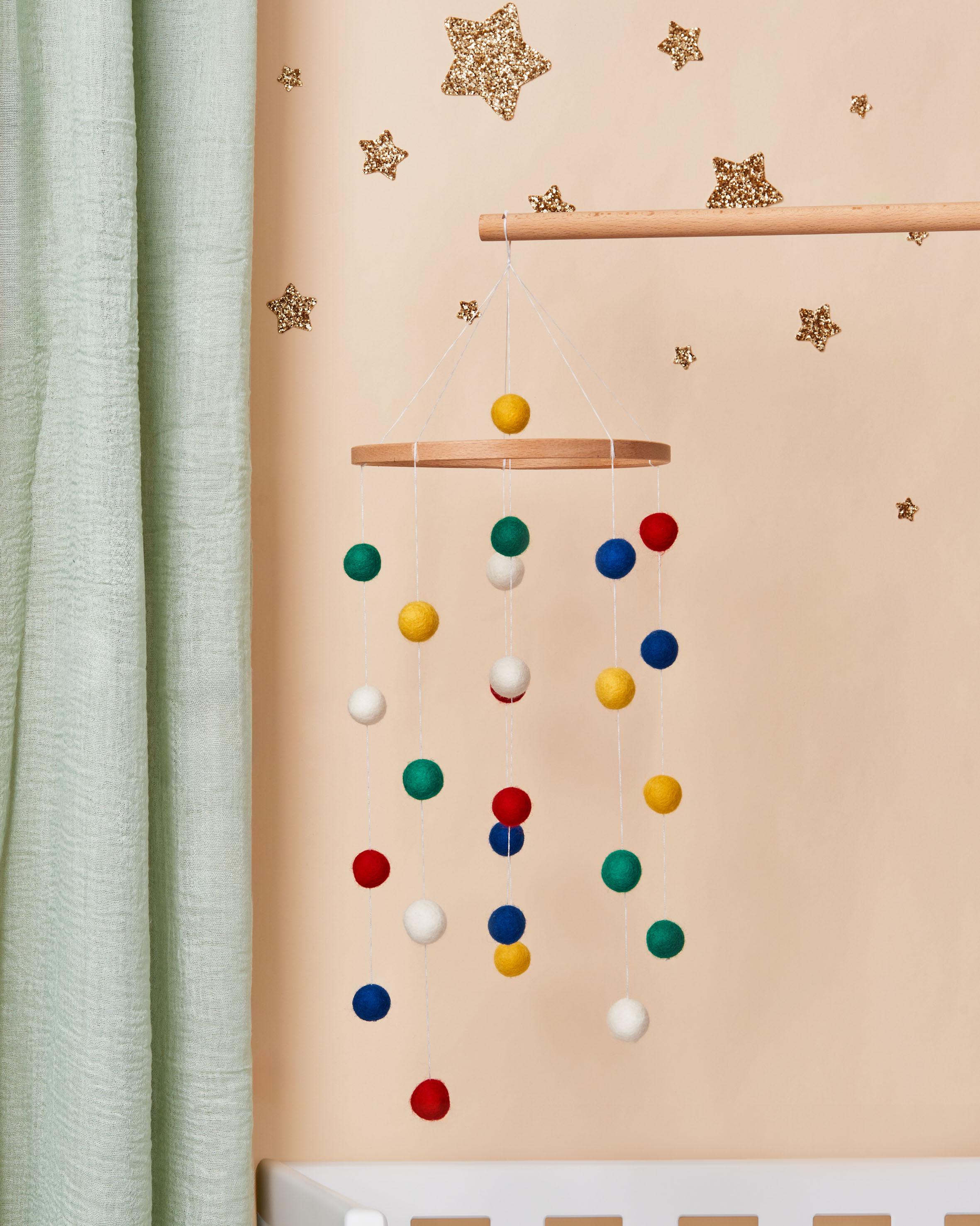 DIY Pom Pom Baby Mobile Craft Kit Primary Colors