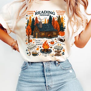 Cozy Cabin Reading Retreat Shirt, Fall Bookish T Shirt, Book Lover Shirt, Autumn Cozy Readers Shirt, Fall Reading T Shirt