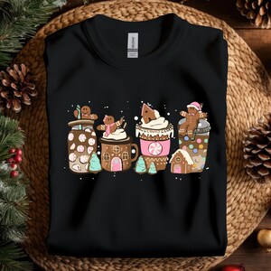 Gingerbread Christmas Coffee Shirt, Christmas coffee Sweatshirt, women Holiday sweater, Xmas Tee, Coffee Lover gift, Latte drink Crewneck
