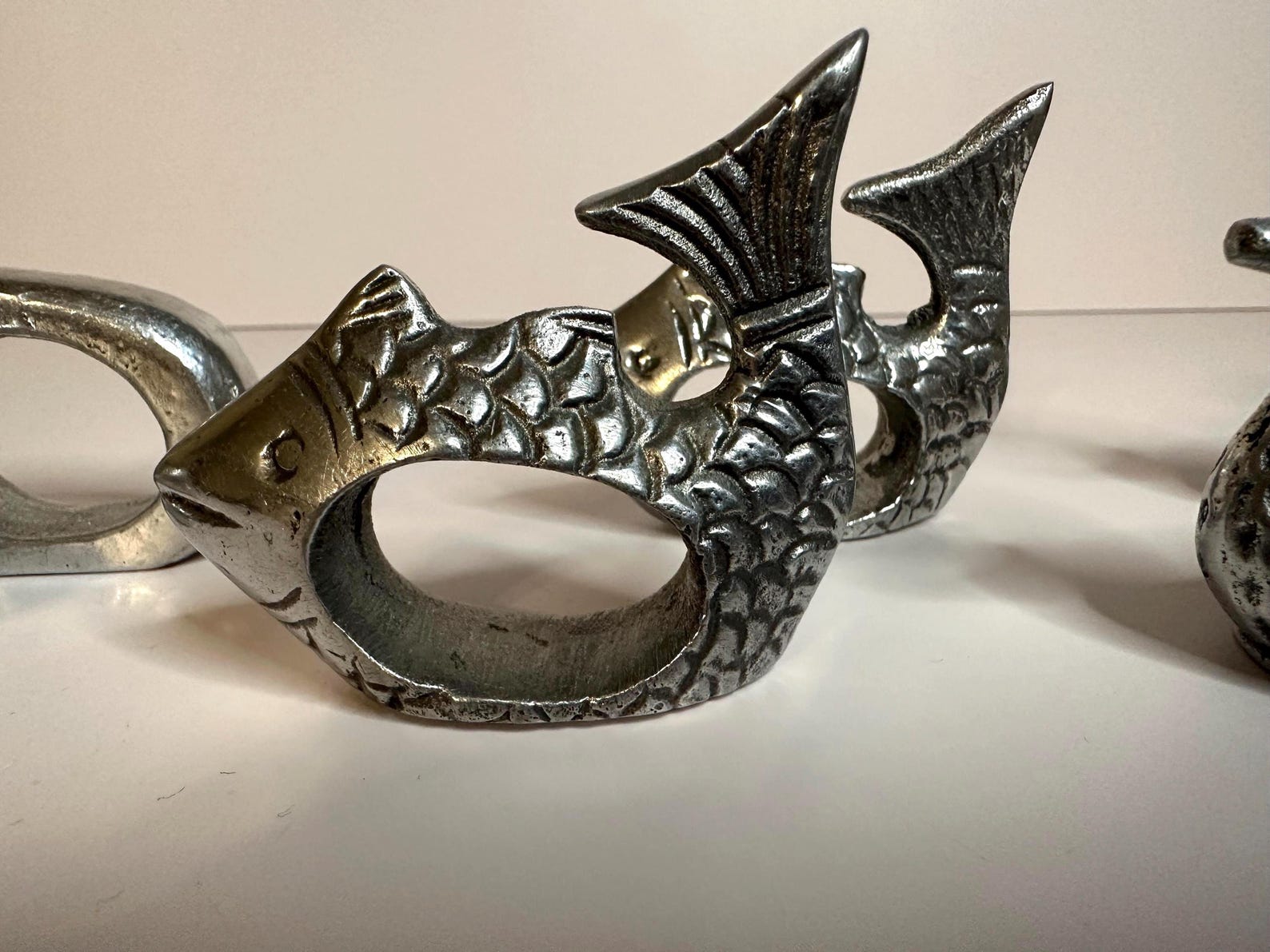 Made in India Vintage Metal Animal Napkin Rings Duck, Cow, Fish