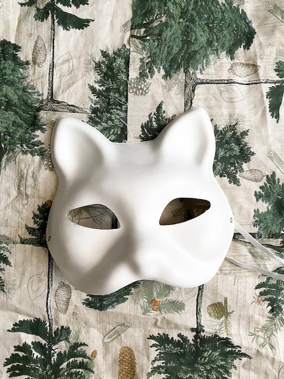 Therian Cat Mask Paper Mache Cardboard Plain White diy Blank Base - BUY 2 GET 1 FREE