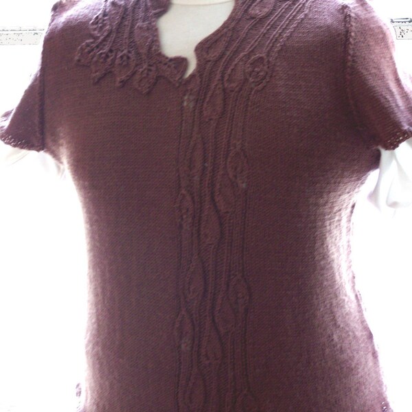 Luve PDF Hand Knitting Pattern Flowing lace with Leaves and Flowers