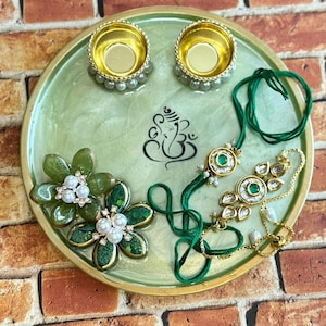 Resin Pooja Thali - Rakhi Thali/ Handmade Festive Thali for Rituals & Celebrations