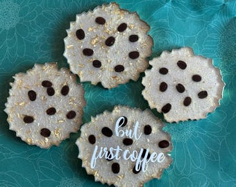 Coffee bean Coasters-Coffee coasters/Resin  coaster/Set of coasters/housewarming gift/unique gift/ Wine coasters/ House Gift