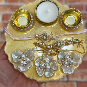 Resin Pooja Thali - Rakhi Thali/ Handmade Festive Thali for Rituals & Celebrations