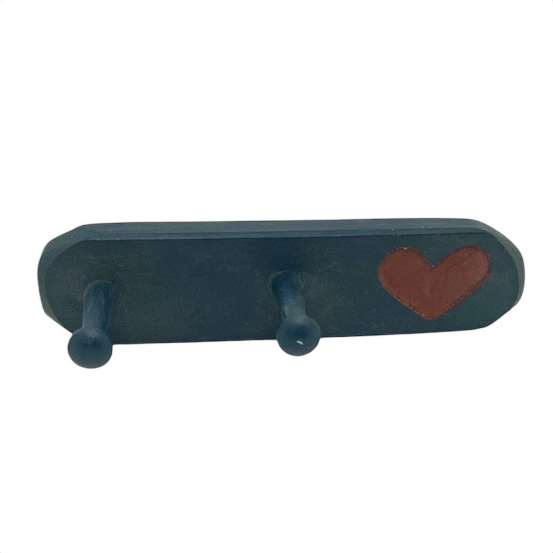 Vintage Handmade Hand Painted Wooden Key Rack Holder Blue/green With ...