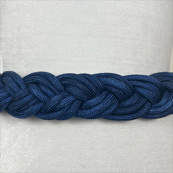 Vintage 80s 90s Navy Blue Braided Nautical Rope Belt Hook  display picture 1