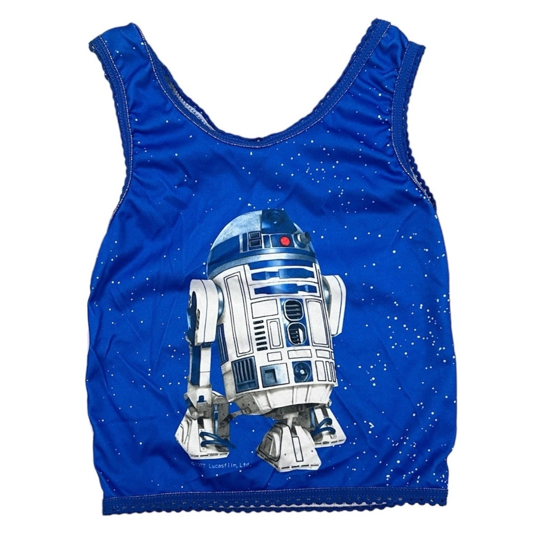 Vintage 1977 Star Wars R2D2 Underoos Tank Top Girls XS 2-4 Blue