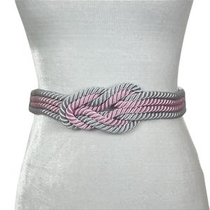 Vintage 80s Baby Pink Celtic Knot Rope Buckle Smocked Fabric Stretch Belt None | Accessories | Black Laceup Corset Belt | Poshmark main image 2