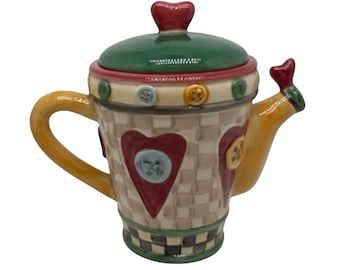 Vintage Sakura China Buttons and Hearts Hand Painted Mini Teapot