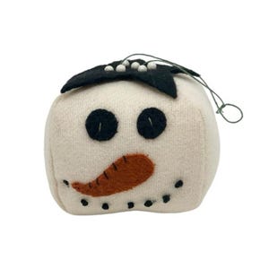 Handmade Pin Cushion Snowman Head Hanging Christmas Tree Ornament