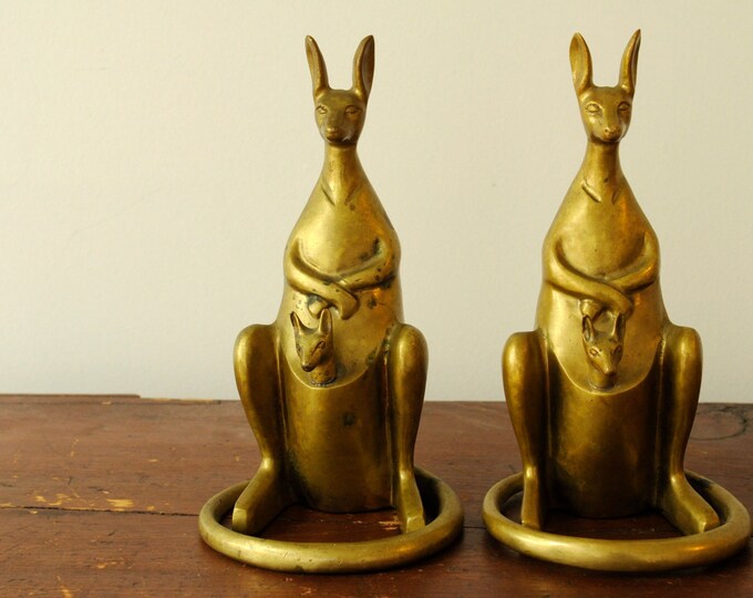 Vintage Sarreid Kangaroo Brass Bookends Etsy