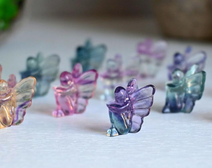 Natural Rainbow Fluorite Fairy ,MINI Fairy ,Crystal Carved Skull,Quartz Crystal Carved,Crystal Pendant,Necklace,Crystal Gifts