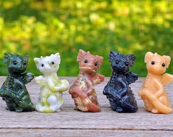 手彫り翡翠龍像：3.2インチ天然クリスタルホームデコレーション - Etsy