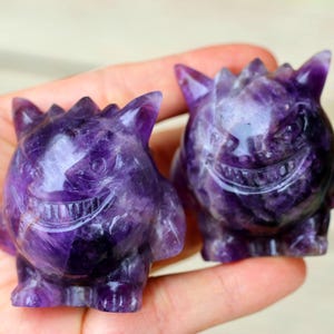 2inches Natural Amethyst Carved Gengar, Quartz Crystal Carving, Genera Statue,Crystal Gengar 1PC