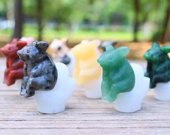 Inodoro de jade blanco y cerdo natural de 2,3", tallado en cristal, ideal para sanación Reiki, decoración del hogar, regalo de Navidad (1 unidad)