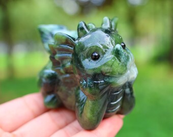 手彫り翡翠龍像：3.2インチ天然クリスタルホームデコレーション - Etsy