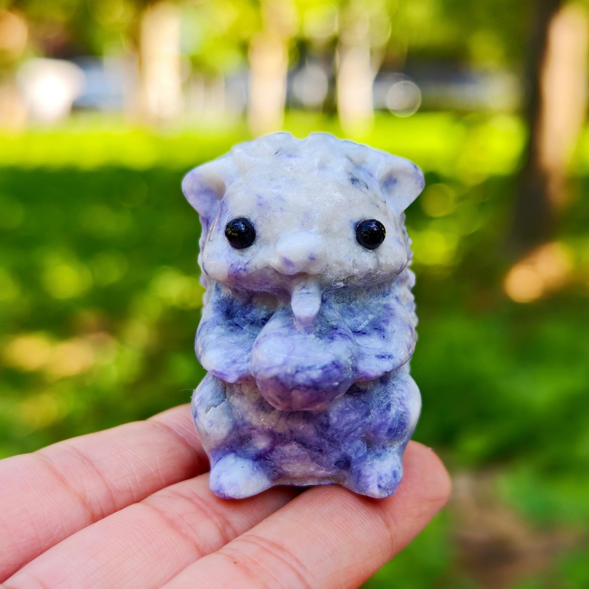 2.1インチ天然紫ハウイトハリネズミ、水晶彫刻、ハリネズミ像 - Etsy 日本