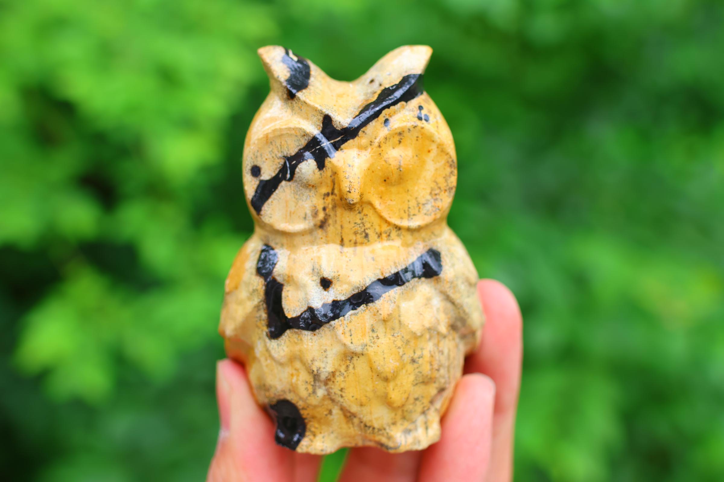 3インチの天然石彫刻フクロウ、水晶彫刻、フクロウの像 - Etsy 日本