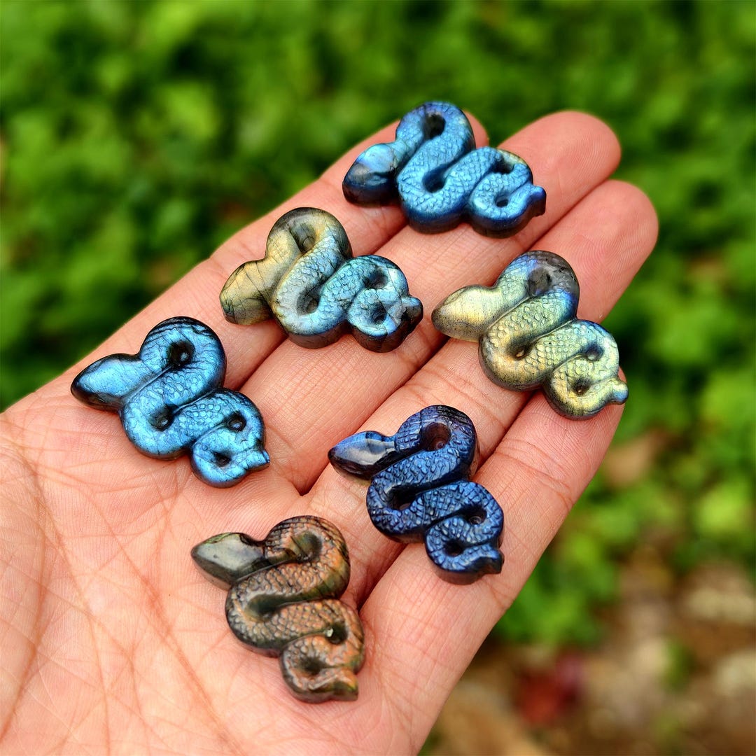 1.61 Natural Labradorite Carved Snake, Crystal Snake Carving ...