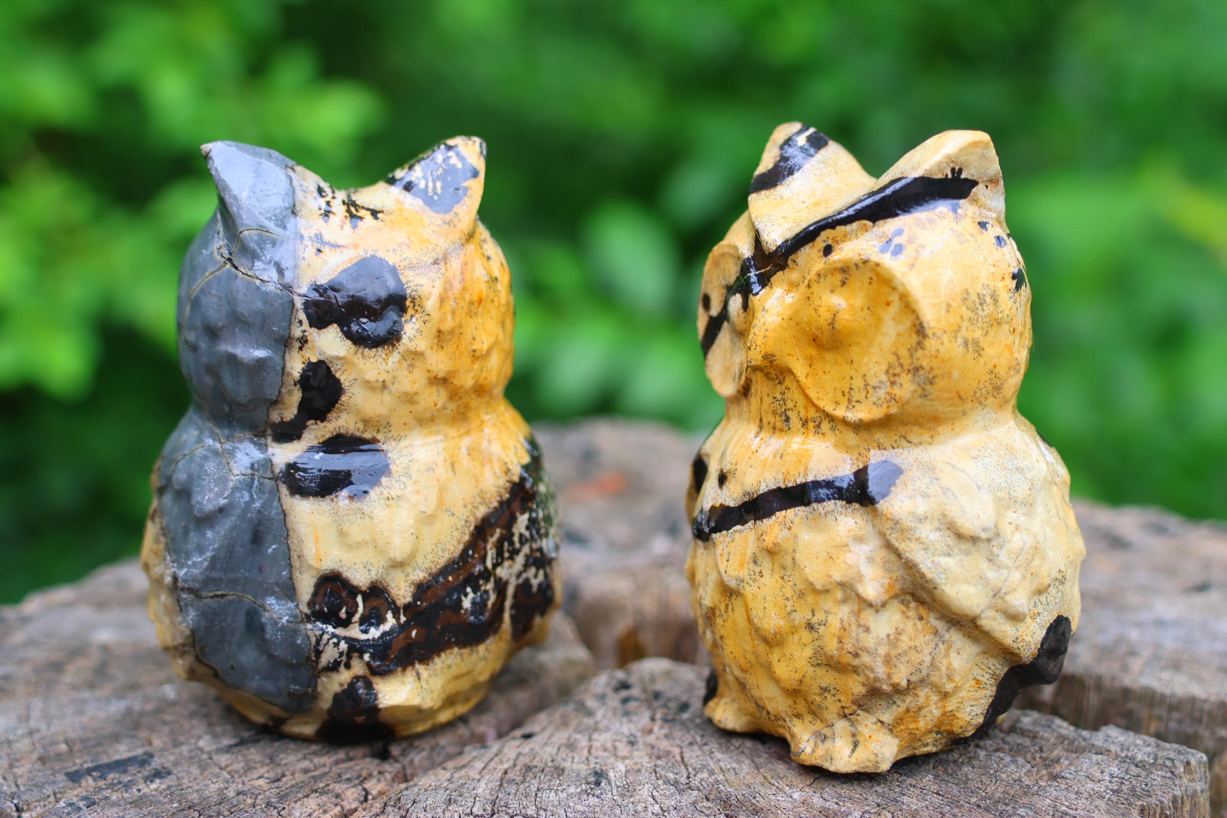 3インチの天然石彫刻フクロウ、水晶彫刻、フクロウの像 - Etsy 日本