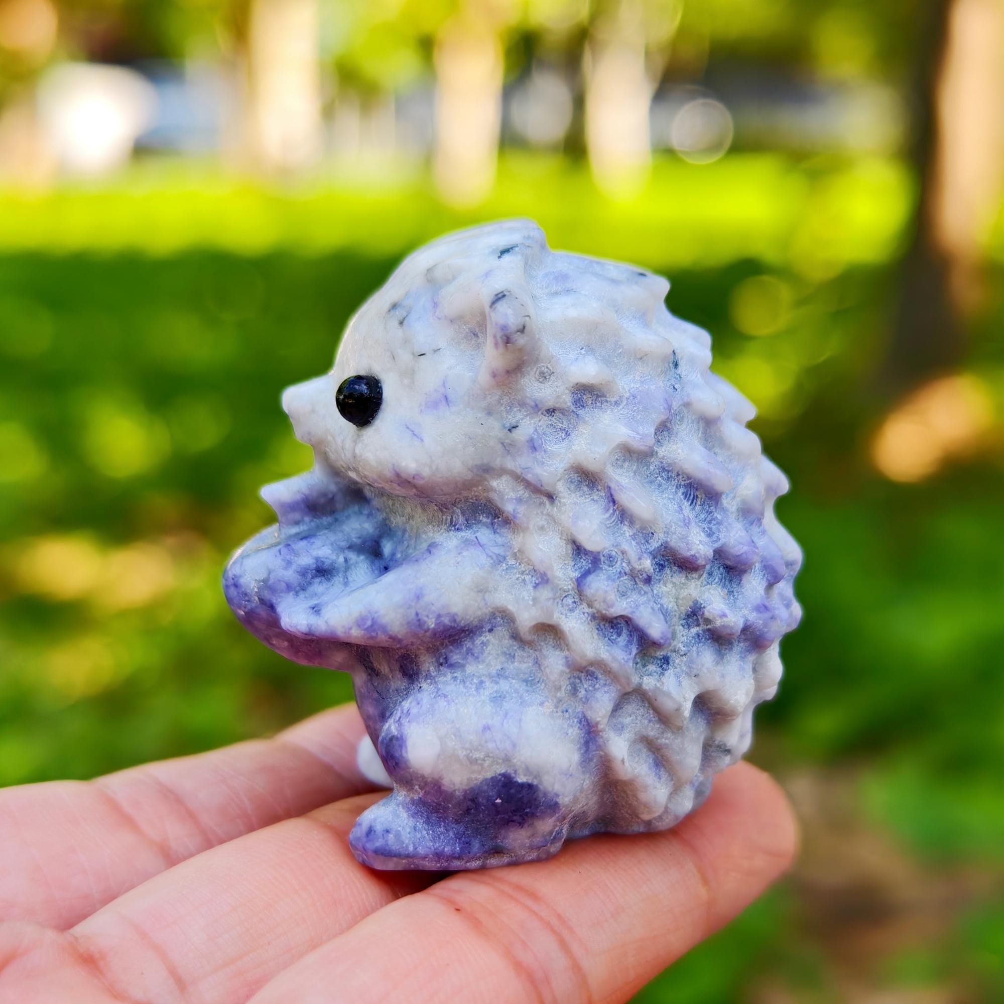 2.1インチ天然紫ハウイトハリネズミ、水晶彫刻、ハリネズミ像 - Etsy 日本