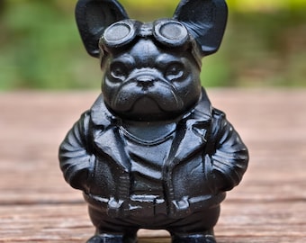 3.1inches natural obsidian carved French Bulldog, quartz crystal carving, French Bulldog statue,Crystal bulldog,bulldog gifts