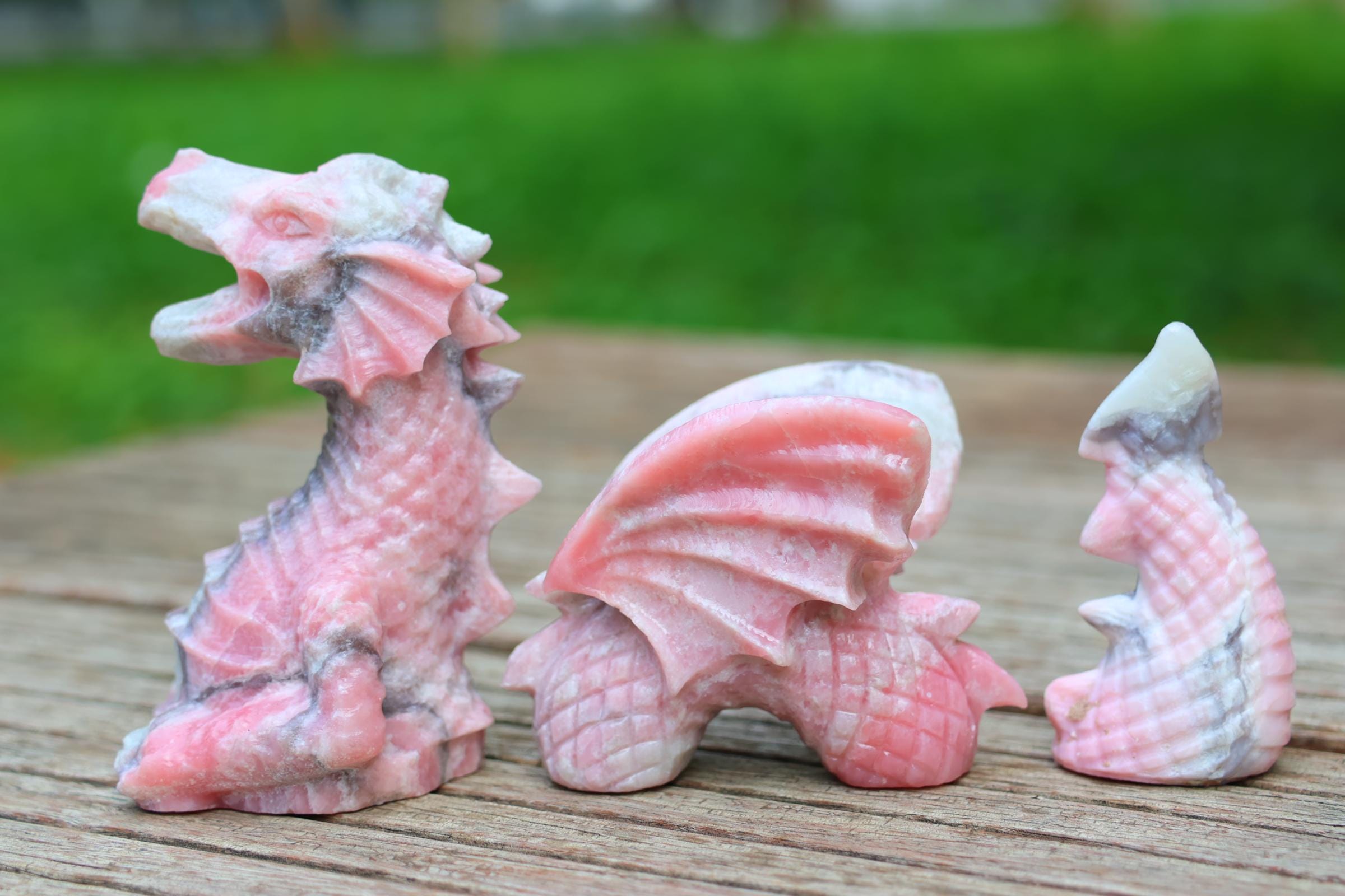 5.6inches Natural Pink Opal Carved Dragon, Quartz Crystal Carving