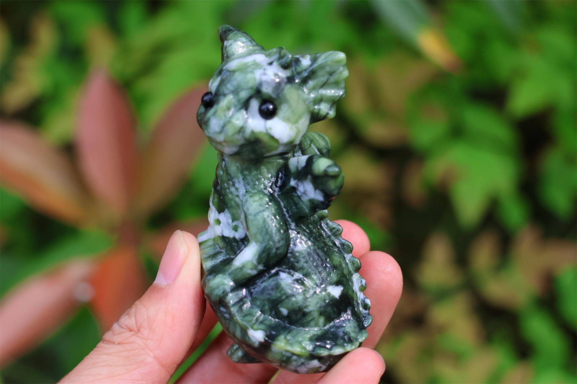 3.2インチ天然翡翠彫刻ドラゴン、水晶彫刻、ドラゴン像 - Etsy 日本