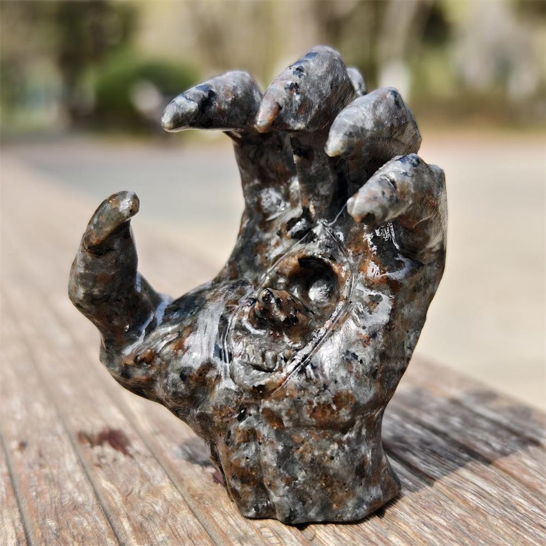 Pattern Demon Maker Hand 3.2inches Natural Yooperlite Carved Demon Hand, Quartz Crystal Carving ...