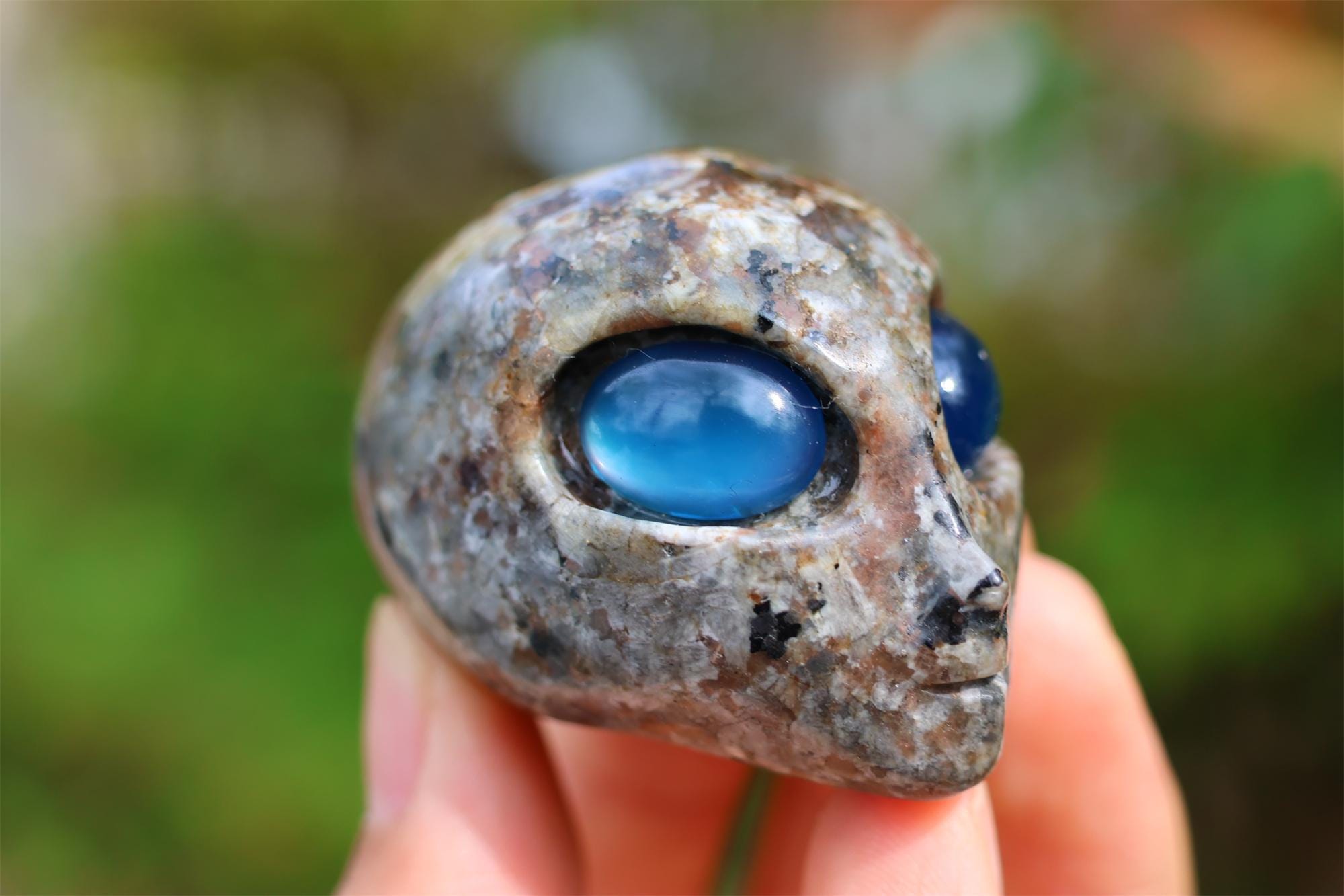 2.3inches Natural Yooperlite Carved Alien Skull, Quartz Crystal